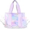 Bolsa de Praia Elegante e Feminina, Bolsa Tote Transparente de Ombro de Grande Capacidade, Bolsa de Praia