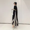 Vestido de Verano de Alta Gama 2026 Estilo Nuevo Talla Grande Holgado Rayado Moda Cuello en V Volantes Falso Dos Piezas Vestido Largo