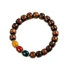 Pulseira de Contas Cilíndricas Estilo Antigo de Jacarandá Preto, Sândalo Roxo, Jade Claro Vermelho-Verde, Jade Branco, Raiz de Bodhi, Joias de Estilo Étnico Atacado