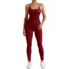 Mono deportivo cruzado con espalda descubierta y diseño calado, cuello en U, corte ajustado, adelgazante, ropa de fitness y yoga, pantalones largos transpirables de secado rápido