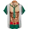 Série de Natal Europeia e Americana Transfronteiriça Camisas Masculinas Impressas em 3D Camisas Casuais Tendência para Homens ao Ar Livre de Manga Curta