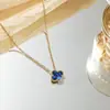 Venda Quente Europeia Aço Inoxidável Iridescente Versátil para o Dia a Dia Colar Trevo de Quatro Folhas Corrente Clavícula Joias de Aço Titânio