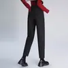 Leggings elásticos de cintura alta invierno nuevos pantalones de lana moda madre pantalones harén gruesos