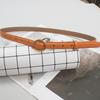 Cinturón metálico geométrico retro simple con hebilla para mujer, hebilla de pasador decorativa, nuevo cinturón de moda de piel de vaca brillante 2023 para mujer
