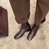 Versão em couro ~ Novas botas Chelsea de tornozelo estilo vintage, bico quadrado, zíper lateral para mulheres, salto grosso versátil, botas elegantes de corte justo