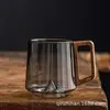 Taza de té de vidrio resistente a altas temperaturas, Taza de agua con mango de nogal de montaña, Taza para beber de oficina, Taza de vidrio resistente a altas temperaturas