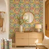 Impressão UV Adesivo de parede Auto-adesivo Verde oliva Vermelho cerâmica Azulejos quadrados Decoração de parede Impressão personalizada Atacado