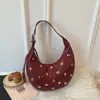 Bolso de Axila de Diseño de Nicho Transfronterizo de Gama Alta, Bolso de Hombro Texturizado de Moda y Versátil, Bolso Cruzado Simple con Remaches, Bolso Tipo Dumpling