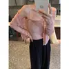 Conjunto de dos piezas de otoño e invierno: top de manga larga ajustado estilo 'pure desire' con tirantes y cárdigan de punto, nuevo 2023