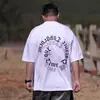 Ropa de Verano Nueva para Hombre Tallas Grandes Marca de Moda Algodón Puro Pesado Holgada Oversize Camiseta de Manga Corta Pulóver