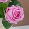 Flor de Rosa de Crema Individual de Alta Calidad con Tacto Realista, Flor Artificial para el Día de San Valentín, Decoración de Boda de Hotel, Flor Falsa al por Mayor