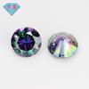 Piedra redonda de circón de siete colores con doble agujero y gema Huagang, venta al por mayor, Wuzhou AAA Hao, joyería de imitación de diamante