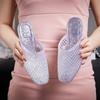 Sandalias de Plástico de Moda Trendy para Mamá, Chanclas de Verano Huecas para Exteriores, Zapatos Cerrados con Cristales, Suela Antideslizante, Tacón Grueso que Aumenta la Altura