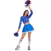 Disfraz de Cheerleader Azul para Mujer, Atuendo de Halloween para Adulto, Traje de Carreras de Chica de Fútbol, Atuendo de Escenario para Actuación