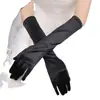 Bolsa Guante Multicolor de Satén Elástico Negro Guantes de Dedo para Cena Vestido de Novia Boda Fiesta de Boda Guantes Largos