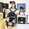 Mochila Escolar de Cuatro Piezas Transfronteriza para Estudiante Mochila de Escuela Secundaria Preparatoria Estudiante Mujer Mochila de Cinco Piezas Bolsa de Viaje de Gran Capacidad