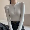 Camiseta base de manga raglán para mujer, con botones y cuello semiabierto, para primavera, otoño e invierno, diseño 2026, top corto, manga larga