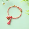 Pulsera Zongzi de Hortensia del Día de Mayo, Nueva Cuerda Roja Tejida a Mano para Niños y Bebés, Pulsera de Cuentas DIY de Alta Calidad