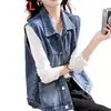 Chaleco Chaqueta de Trabajo de Mezclilla para Otoño Temprano para Mujer, Juvenil y Adelgazante, Versátil, Elegante Algodón