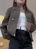 Jaqueta elegante estilo retrô com gola alta para mulheres, nova versão coreana para o início do outono de 2026, jaqueta versátil casual solta com zíper