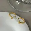 Brincos Dourados Café Claro Cereja Pérola Grande e Pequena Mousse de Mocha Luxo Suave Versátil Elegante Brincos de Nicho para Mulheres