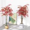 Planta verde arce rojo falso planta en maceta paisajismo hoja de arce flor decorativa sala de estar decoración interior flor falsa grande