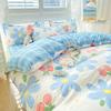 Conjunto de Quatro Peças de Lençóis e Capas de Edredom de Algodão Lavado para Dormitórios Universitários, Conjunto de Roupa de Cama de Três Peças para o Verão, Não 100% Algodão, Algodão Puro
