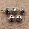 6X6X5,6Mm, Diâmetro do Furo Aproximadamente 1,5mm, 0,64g, Cor Prata Antiga, Contas Redondas com Padrão e Furos Pequenos para Passar Fio