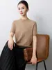 Suéter de punto fino para mujer, cuello redondo, manga corta, color liso, versátil, playera base