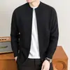 Chaqueta cárdigan con cremallera 100% lana de oveja para hombre, Chaqueta de punto de lana para hombre para el otoño y el invierno, para el día a día y los desplazamientos