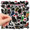 50 Pegatinas de Gato Negro Navideño para Laptops, Maletas, Teléfonos Móviles, Pegatinas de Graffiti Impermeables Disponibles para Venta al por Mayor