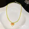 Colar de contas cor dopamina feminino de alta qualidade, luxo leve, nicho, doce, fresco, outono e inverno, corrente para suéter na clavícula, acessórios de joias