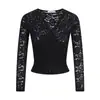 Fotos Reais de Roupas Femininas para Comércio Exterior Novo Outono e Inverno Cor Sólida Design de Renda Tops para Mulheres para Usar como Camadas Base com Mangas Longas.