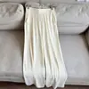 2026 Seda de cupro cintura elástica sueltos cómodos pierna ancha casual pantalones largos elegantes venta al por mayor H03BK0659