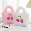 Bolsa de Mão de Pelúcia Fofa Transfronteiriça Bolsa de Ombro Bolsa Transversal Porta-Moedas Laço de Cereja Flor Bolsa Infantil Fabricante Atacado