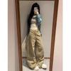 Talla Grande Sentido del Diseño Caqui Pantalones de Pierna Ancha para Mujer Verano Nuevos Holgados Adelgazantes Rectos