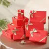 Em Estoque Caixa de Presente de Couro Sintético de Alta Qualidade com Textura Caixa de Embalagem para Cosméticos Caixa de Presente de Aniversário Caixa de Presente com Fita Preta Personalização