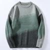 Suéter de Cuello Redondo de Color en Contraste Degradado de Marca Trendy de Estilo Americano para Hombre Otoño e Invierno Suéter Holgado Retro con Bloques de Color Suéter