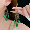 Estilo Étnico Retrô Brincos de Prata Vintage Europeus e Americanos Joias de Deusa Brincos Emagrecedores Brincos Longos com Franjas Estilo de Férias