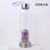 Cascalho de Cristal Natural Aço Inoxidável 304 Copo Pequeno Sóbrio Pedra de Energia Copo de Vidro para Beber Chá Copo Esportivo