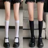 Medias negro terciopelo, calcetines estilo JK japonés, calcetines largos, efecto reductor, calcetines de media pantorrilla para mujer, calcetines finos de verano, calcetines largos blancos hasta la rodilla
