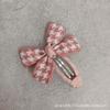 Estilo coreano temperamento simples doce pino de cabelo infantil rosa houndstooth pequeno arco BB clipe clipe lateral franja clipe acessórios para o cabelo