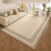 Alfombra para sala de estar, lavable y limpiable con trapo, estilo crema francés, engrosada, para mesita de noche de dormitorio, lujo ligero, alfombrilla de suelo de alta gama, cobertura completa para áreas grandes