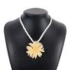N11331 Collar y Pendientes de Girasol Europeos y Americanos Simples Exagerados Za Colgante de Flor Metálica Personalizado Cadena para la Clavícula