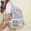 Mochila casual de moda estilo coreano para mujer, mochila escolar ligera con dibujos animados lindos para estudiantes de primaria, gran capacidad, color de contraste, mochila moderna