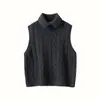 Chaleco de punto de cuello alto para mujer, nuevo estilo de otoño e invierno, top base de cachemira para capas