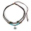Collar Bohemio de Algodón y Lino Turquesa con Cuentas Accesorios Multicapa Estilo Étnico para Mujer Colgante Versátil Venta al por Mayor