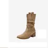 Venda Quente Nicho Marrom Pelúcia Salto Grosso Botas Martin Femininas 2026 Outono/Inverno Novo Estilo High-End Retrô Dobradas Botas Curtas Femininas