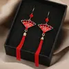 Pendientes del mismo estilo de IU de Corea del Sur, hermosos pendientes rojos con aguja de plata 925, joyería elegante y sencilla de moda para mujeres.