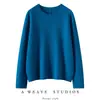 Suéter de cashmere macio, liso, de luxo leve para mulheres, com bainha enrolada, gola redonda, corte justo, mangas compridas e camada interna de tricô, perfeito para o inverno